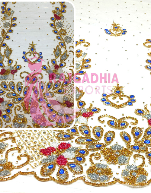 gold red lace luxury beaded fabric rajgadhia exports (2)
